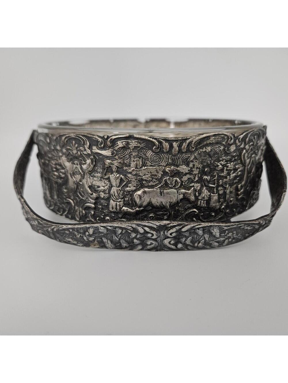 Vntg Holland Ware W.M. MTS. MWC Co. Silver E.P. on Copper Glass Bowl Basket